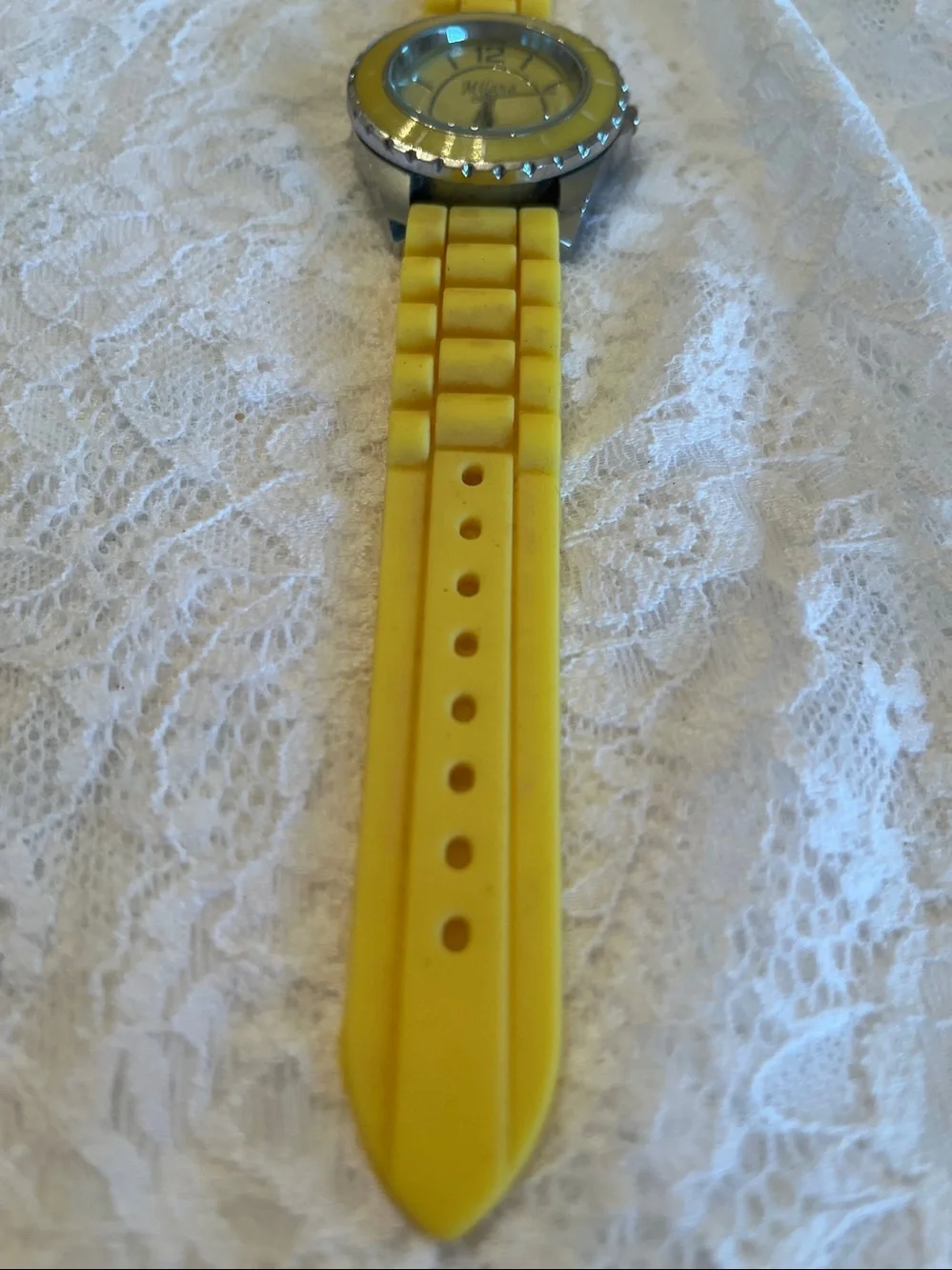 Milano Yellow Round Silicone Strap Watch